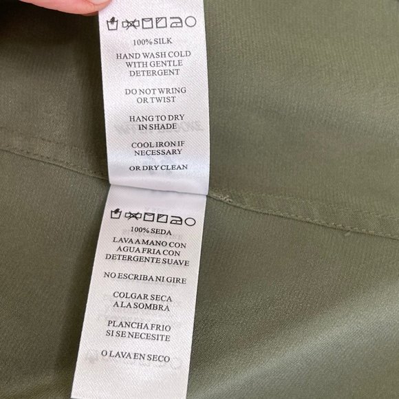 Meera Brooke Silk Short Sleeve Tee Olive Size S - Picture 7 of 7